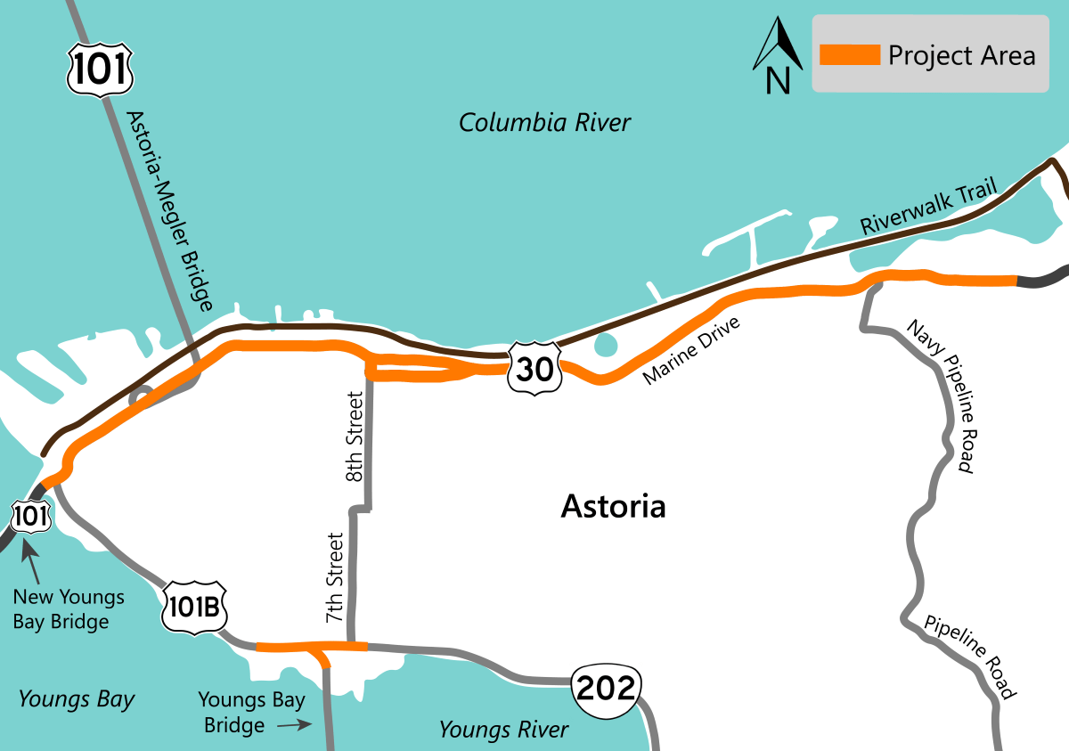 Oregon Department Of Project Details Projects 22985 Map Astoria White 